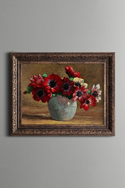 epiqart Anemonlar - Vintage Desenli Çerçeve