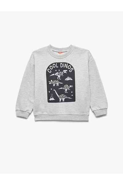 Koton Printed Hooded Long Sleeve Crew Neck Sweatshirt