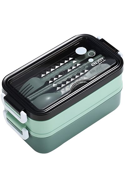 Cozy Nest Bento Lunch Box for Adults & Kids 2 Compartments and Divider with Cutlery Set for School & Work