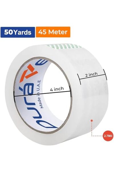 Duravel Clear Tape 2 pcs - Heavy Duty Packing Tape- 2 inch x 50 YDs