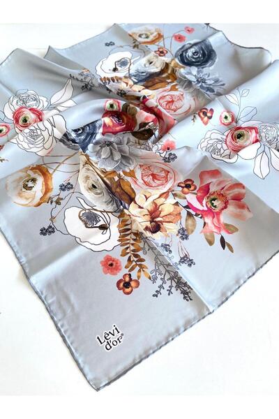 Levidor Eșarfă din mătase pură Tivil 49693 Gri cu model mixt