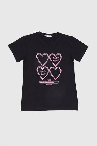 Fulla Moda 100% Cotton Heart Printed Girl's T-Shirt