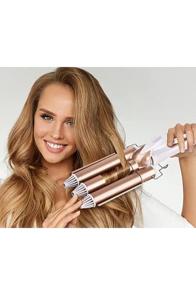 Shopi MUNTAQI 3 Barrel Hair Curling Iron – Hair Waver Curling Wand for Beach Waves, Triple Barrel Crimpe