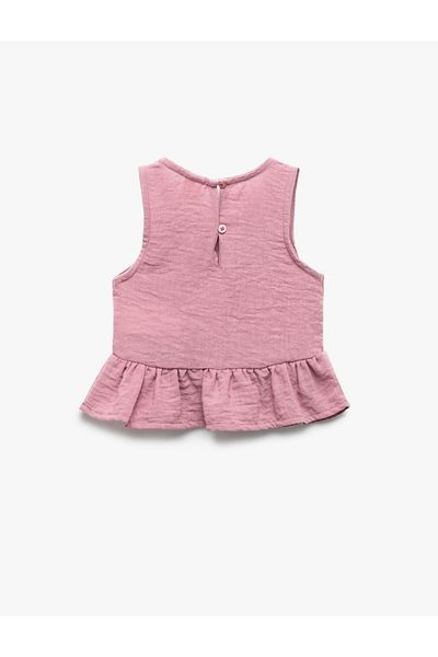 Koton Ruffle Detailed Sleeveless Crew Neck Crop Blouse