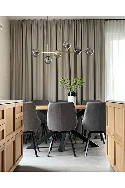 LUXXO Candelabru Gold Bubble, 6xE27, corp metal, decoruri sticla, auriu, 120x32x32cm