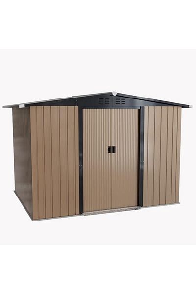Egardenkart EcoShield Zinc Steel Storage Shed with Double Sliding Doors (Tan)