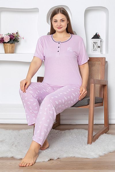 Fulla Moda Set pijamale de dimensiuni mari cu model de frunze