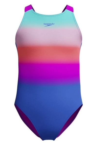 SPEEDO Digital Print Girl's Swimmer Swimsuit Pink-Blue