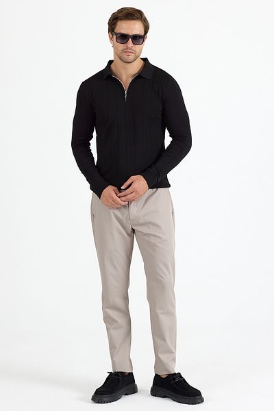 GEİO Men's Slim Fit Polo Neck Zipper Knitwear Sweater