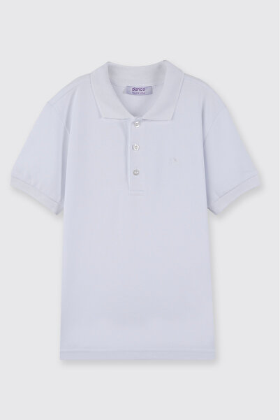 Panço Erkek Çocuk Beyaz Polo Yaka Tişört