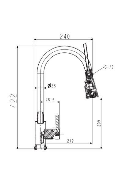 NSK PULL-DOWN Eviye Bataryası-Paslanmaz Çelik-Su Tasarruflu, Modern Tasarım, Uzun Ömürlü Kullanım