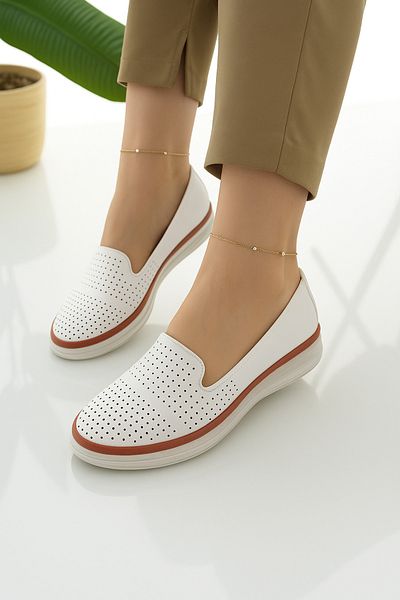 Dr. Happy Women's White Orthopedic Casual Shoes – Perforated, Non-Slip Sole, Comfortable Fit