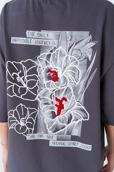 fame-stoned Tricou unisex 100% bumbac cu logo-ul Çicek Sol, imprimat pe spate, brodat
