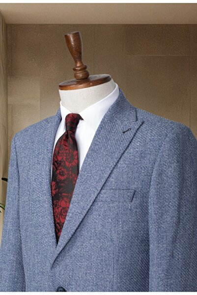 MODA DİNA Mavi Italyan Stil Slim Fit Klasik Erkek Blazer Ceket
