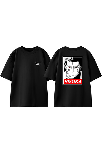 THEWERT Tricou oversize negru din bumbac imprimat pe spate Hisoka Design