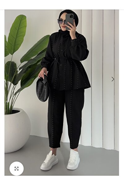 GÜLSEVEN بدلة ريسا ديزاين مزدوجة – أسود