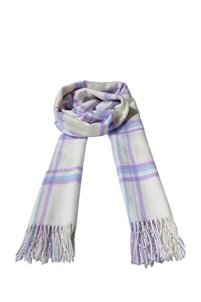Cesicey Purple Blue Winter Shawl on Off-White Floor (70*180)