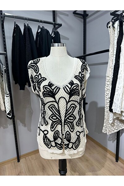 MT CLUB Desenli File Örgü Yazlık Kadın Büstiyer Bluz