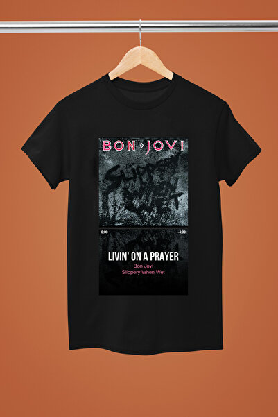 MAGORS تيشيرت روك من القطن بأكمام قصيرة وطبعة BON JOVI