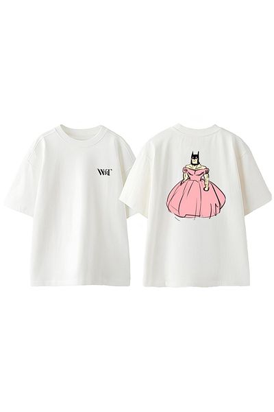 THEWERT Emotional Cartoons 6 Design Back Printed Cotton White Oversize T-Shirt