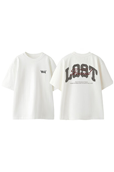 THEWERT Μπλουζάκι Lost And Found Design με στάμπα από βαμβακερό λευκό oversize