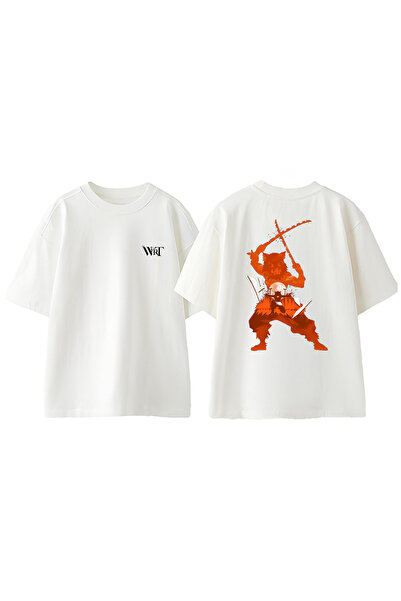 THEWERT Μπλουζάκι Inosuke Hashibira με σχέδιο πλάτης από βαμβακερό λευκό over...