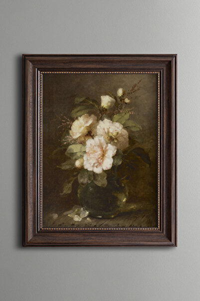 epiqart Roses in Glass Vase - Vintage Patterned Frame