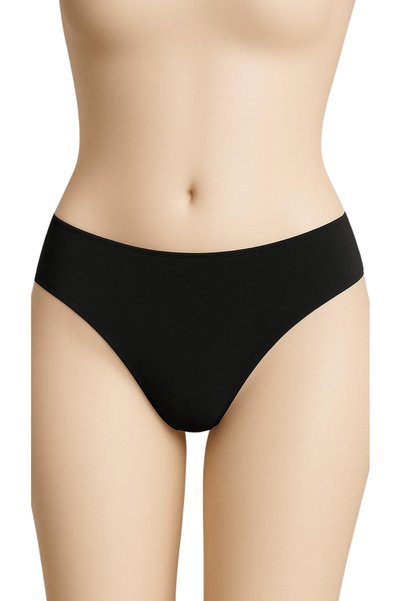 MAVİ QUMSAL Women's Bikini Panties Set of 3 Black Color Seamless Laser Cut Waist Elastic
