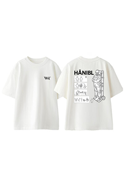 THEWERT Hannibal Design ruksak Štampano Pamuk beli Oversize kroj T-shirt