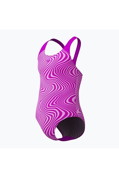 SPEEDO Digital Allover Anti-Splash Diva Girl's Swimsuit Purple