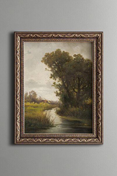 epiqart Su Kenarındaki Ağaçlar - Vintage Desenli Çerçeve