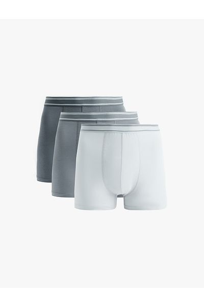 Koton Cotton Striped Rubber Detailed 3-Piece Boxer Set