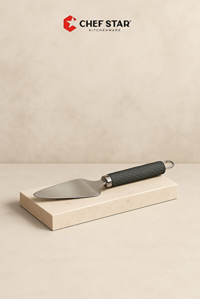 Chefstar PASLANMAZ ÇELİK PASTA SERVİS SPATULASI – ERGONOMİK SİYAH TUTMA SAPLI