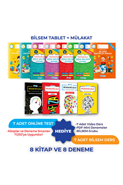 Teknookul Yayınları Tüm Sınıflar İçin Bilsem Sınavı Hazırlık Seviye 1-2-3-4 ve Bilsem Hazırlık Mülakat Seti