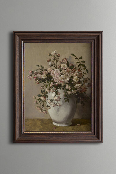 epiqart Çiçek Natürmort - Vintage Desenli Çerçeve