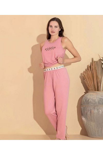 buHillco Boyraz Women's Pink Milan Fabric Athlete Pajamas Suit