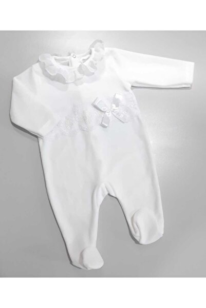 Sönmez Baby ŞİFON TÜL YAKA DANTELLİ KADİFE KIZ TULUM BEBE TAKIMI
