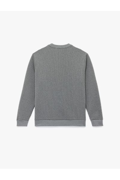 Koton Textured Long Sleeve Basic Crew Neck Sweatshirt
