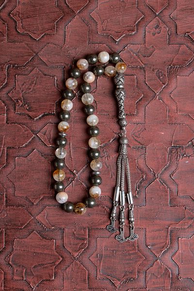 Saff Doğal Taş Certified Citrine & Prit Metal Imame Tassel Prayer Beads