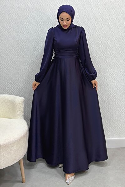 ModaMerve Beli Bağcıklı Saten Abiye 4637ALG474-MS Laci