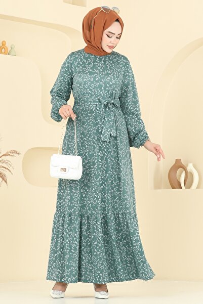 ModaMerve Zincir Desenli Helen Elbise 4086PM271-MS Mint