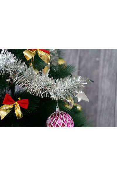 Teo Christmas tinsel, , silver, size: 2 m x 9 cm x 5 cm material: PVC foil, indoor/outdoor