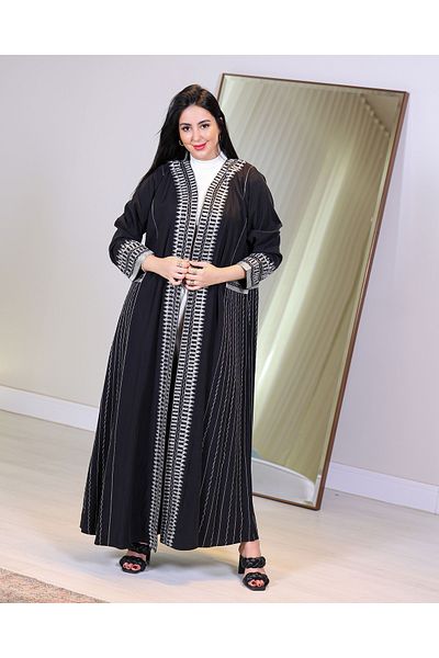 elegant veil Washed silk Asiri abaya with embroidery