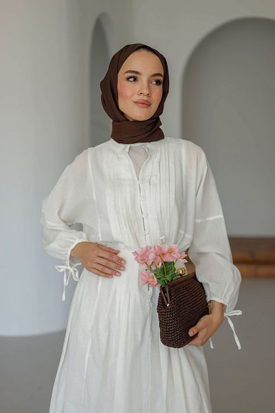 MOONSC Ribbed Cotton Linen Dress with Lining