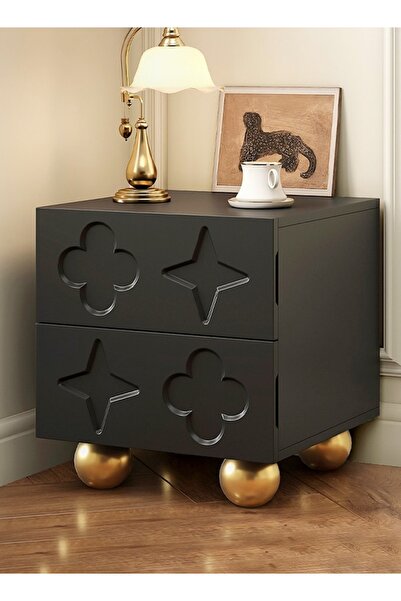 Raffine طاولة جانبية ذات درجين وأرجل دائرية ورف عرض 50 × 40 × 43 سم