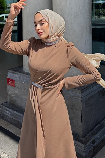 ModaMerve Taş Detaylı Krep Abiye 4645ALG474-MS Vizyon