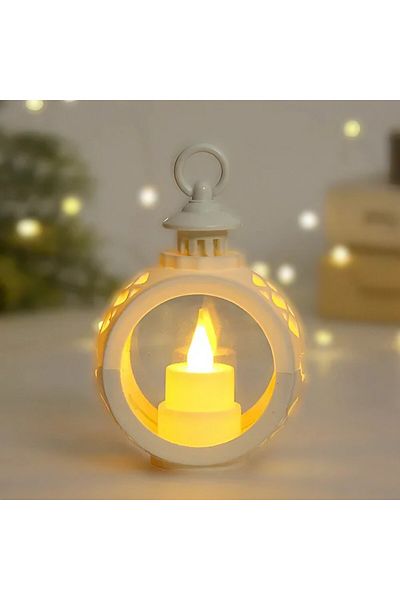 Teo Decoratiune Craciun tip Felinare cu baterii, 13.5 x 9 cm,Lumanare cu lumina alb cald fara geam,bater