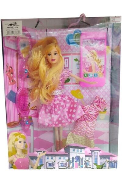 Other دمية عروس ذات شعر أشقر مع فستان أنيق وهاتف وملحقات - لعبة مثالية للفتيات من سن 3 سنوات فما فوق