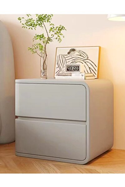 Raffine Left Side High Gloss Nightstand with 2 Drawers 45x40x45 cm
