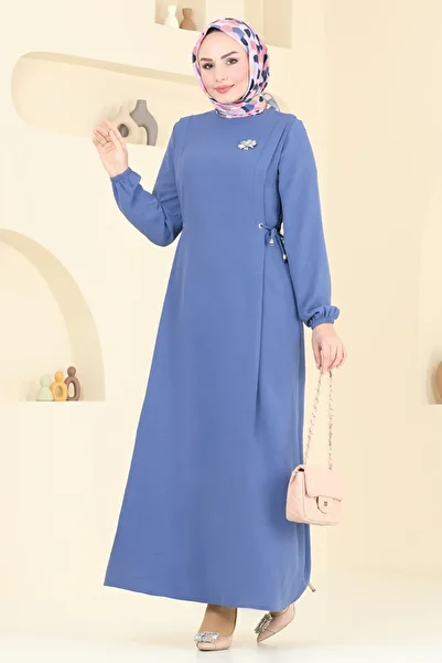 ModaMerve Side Tie Aerobin Dress 3001Bm387-Ms Indigo